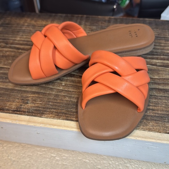 A New Day Women's Bright Orange Crisscross Sandals - Picture 2 of 4